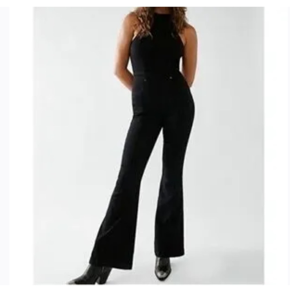 Free People We The Free Curvy Sydney Black Women's Black Denim Jumpsuit